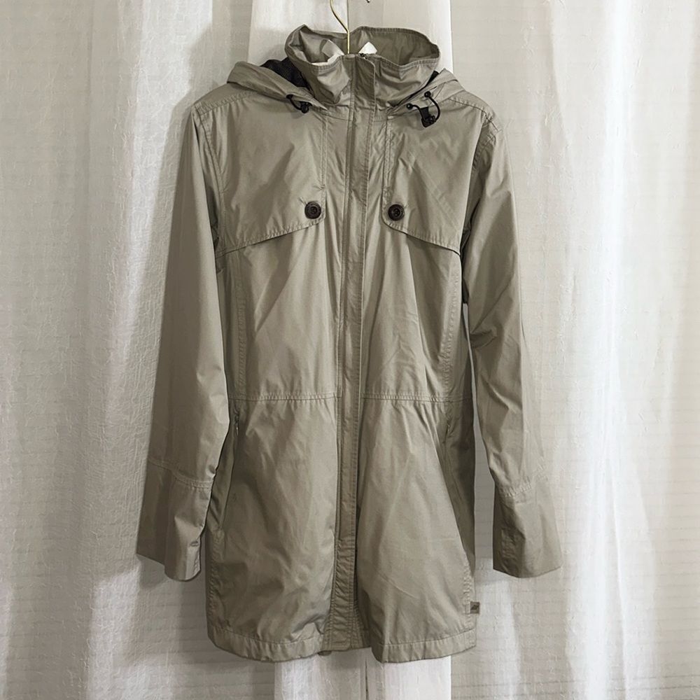 EMS L System Three Tan Lightweight Hooded Full Zip Rain Jacket